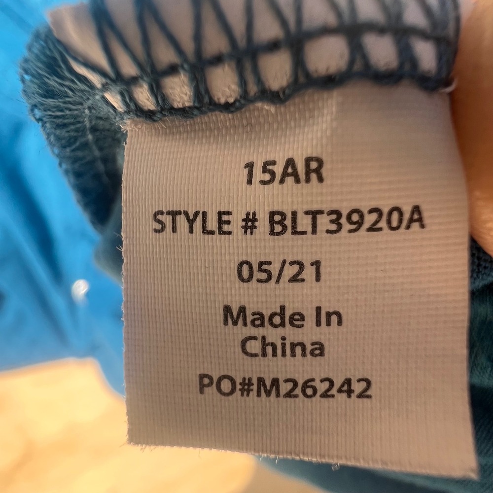 Teal Blue Slub Knit Snap Back Tank Top Sleeveless Crew Neck BLT3920A - Picture 5 of 6